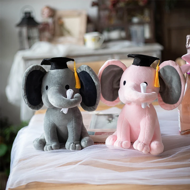 25cm Cartoon Dr. Elephant Plush Toy Cute Doctor Animal Plush Doll Student Graduation Souvenir Graduation Personalized Gift