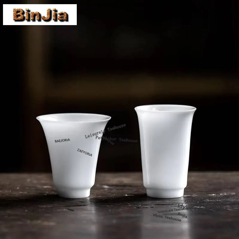 Ice Type Mutton Fat Jade Thin Body Teacup Zen Tea Bowl Water Jug Tea-tasting Meditation Cup Jianzhan Master Cups For Tea Craft