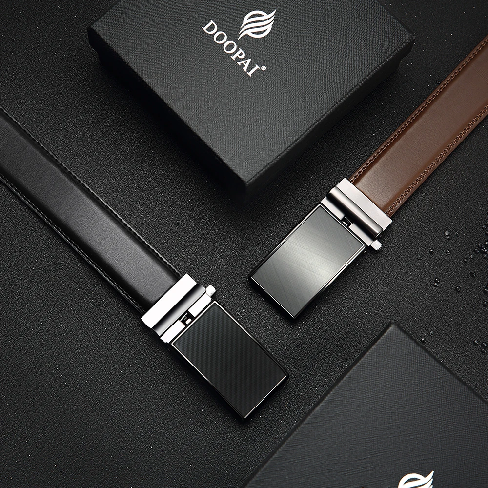 Mens Leather Belt  Automatic Genuine Leather Belts Leisure Fashion Ratchet Belts for Men Pants Waistband Ремень