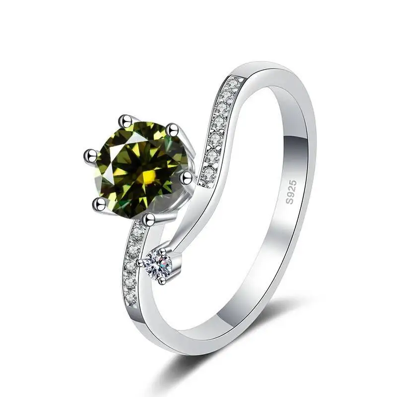 Exquisite Fashion 925 Sterling Silver Sparkling 1ct Moissanite Rings For Women Classic Wedding Statement Jewelry