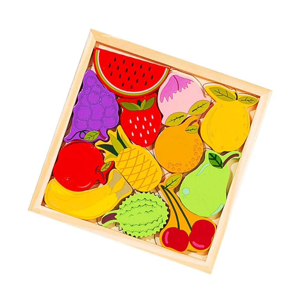 Puzzle di frutta Accessorio interattivo per bambini resistente all'usura Giocattolo in legno