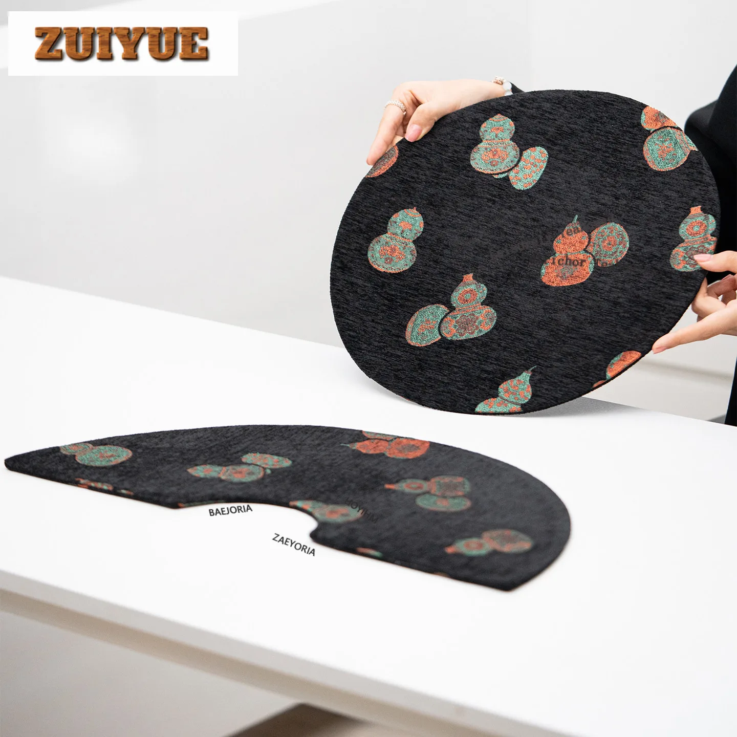 Double-sided Brocade Blessing Tea Table Mats Ancient Drink Coaster Dinner Table Cloth Mat Chinese Tea Set Accessories Ornaments