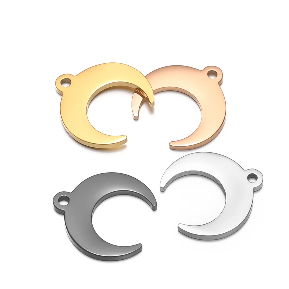 5pcs Gold Color Stainless Steel Ox Horn Charms Moon Necklaces for DIY Jewelry Making Handmade Pendants Bracelets Accessories view 3