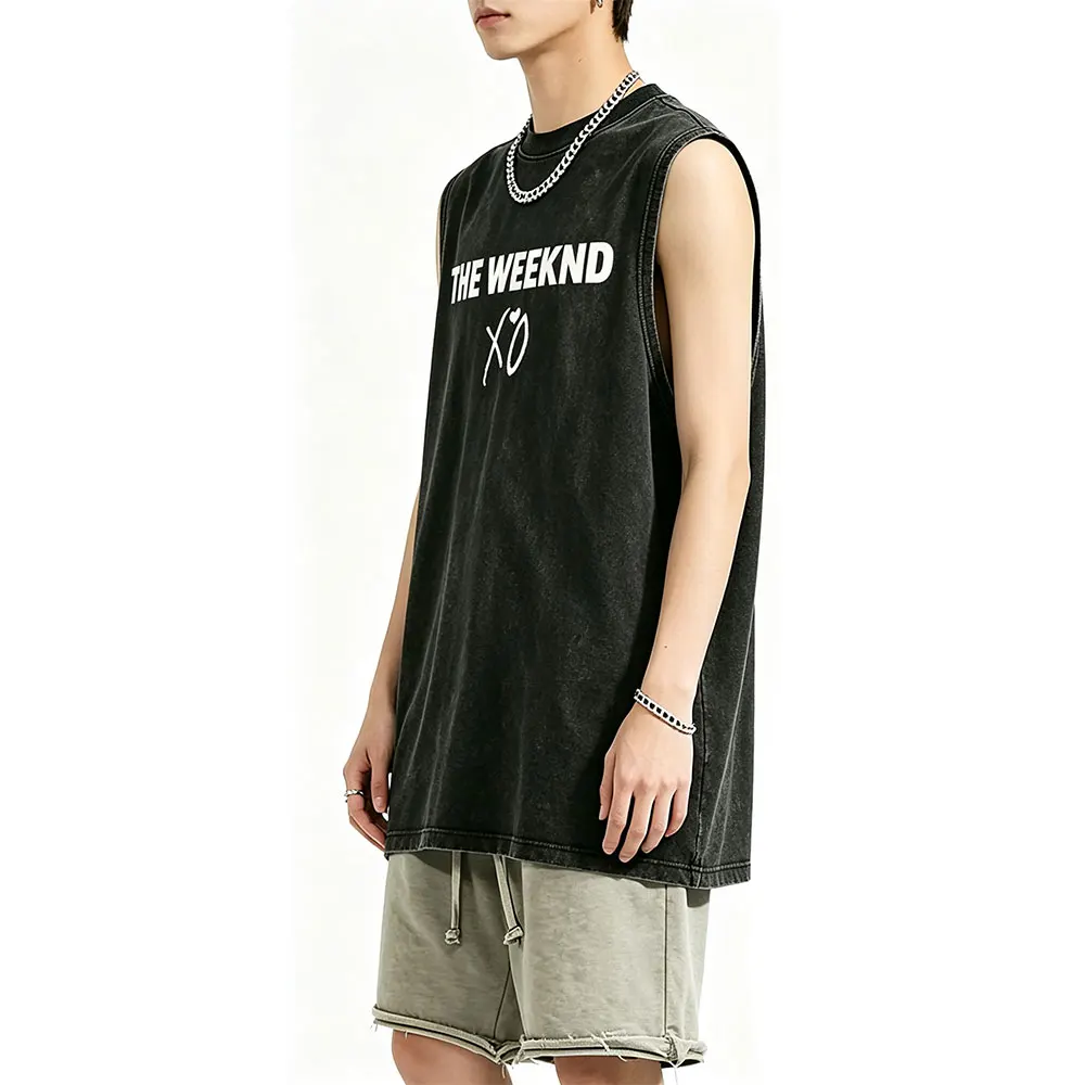 Rapper The Weeknd Vintage Washed Tank Tops After Hours Til Dawn Tour 2026 Sleeveless Vest T-shirt Men Hip Hop Fashion T Shirts