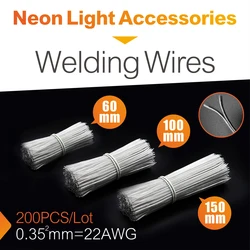 6/10/15cm Wires SMD2835 LED Neon Light Welding Wire Silver Color wire Middle Connector For 12V24V Neon Lamp Soldering 200PCS