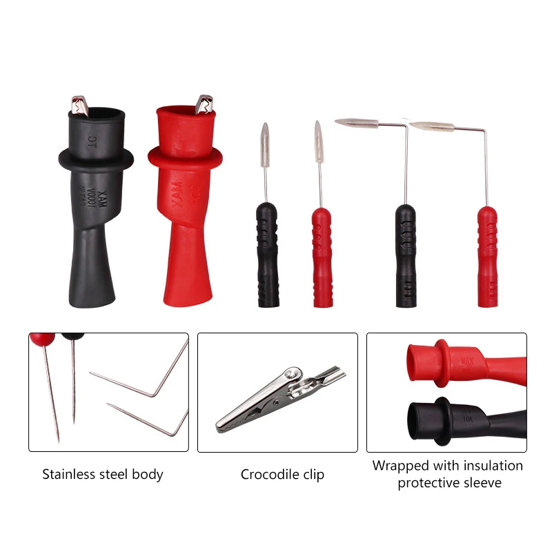 2mm 바늘 테스트 프로브 교체 가능한 멀티 미터 민감한 멀티 미터 테스터 프로브 바나나 소켓 테스터 용 백 프로브 키트