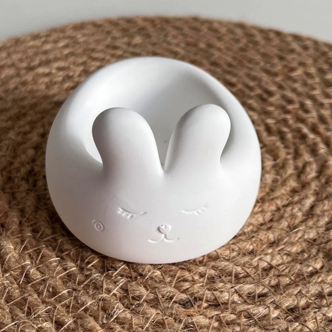 3D Bunny Shape Candle Container Silicone Mold Aromatherapy Gypsum Candle Cup Concrete Epoxy Resin Storage Box Decoration Mould