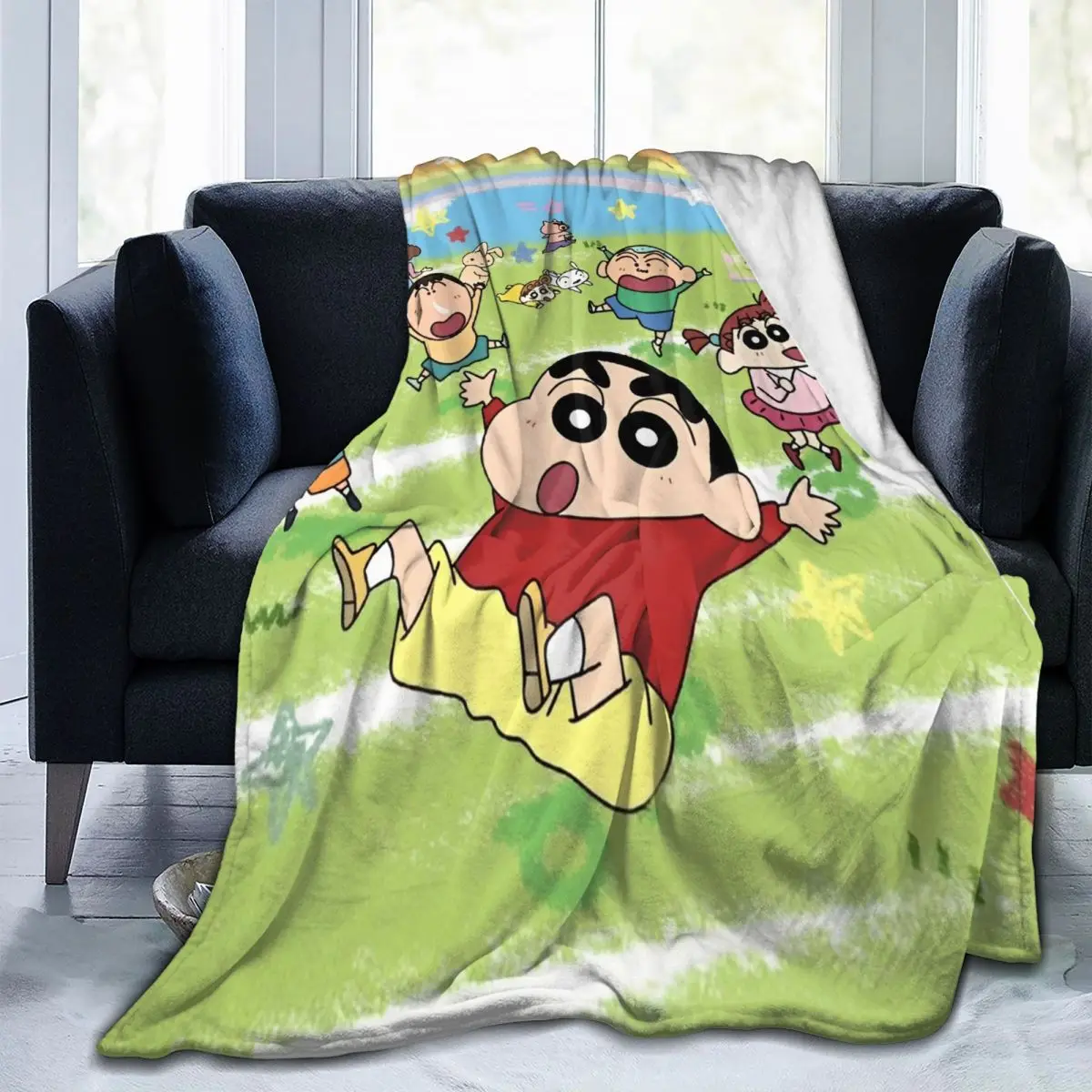 Crayon Shin-chan mantas de felpa para niños, manta de franela de película divertida para exteriores, colcha de calidad suave y cálida, Idea de regalo