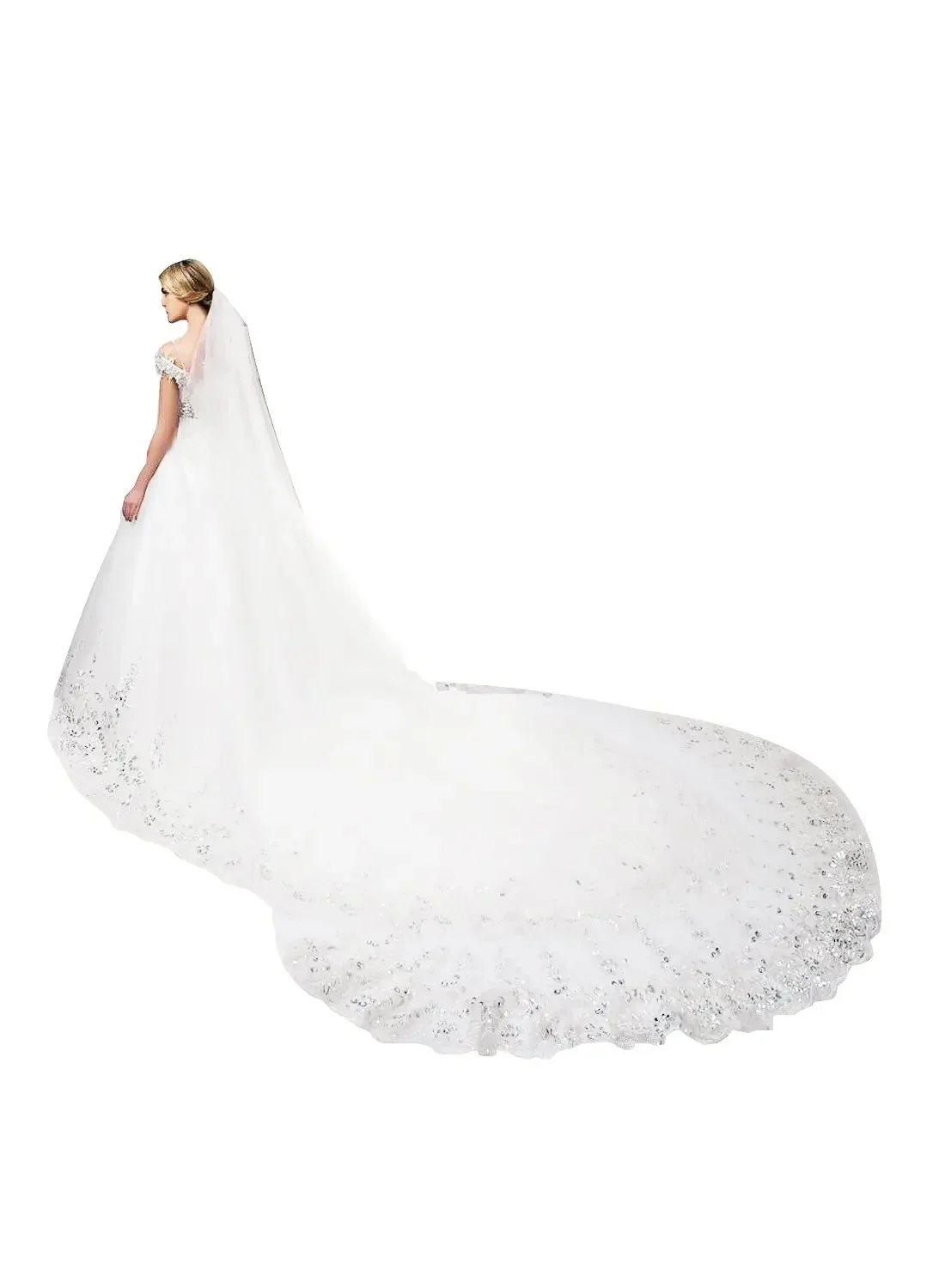 

Women's Sequins Lace Wedding Bridal Veil With Comb