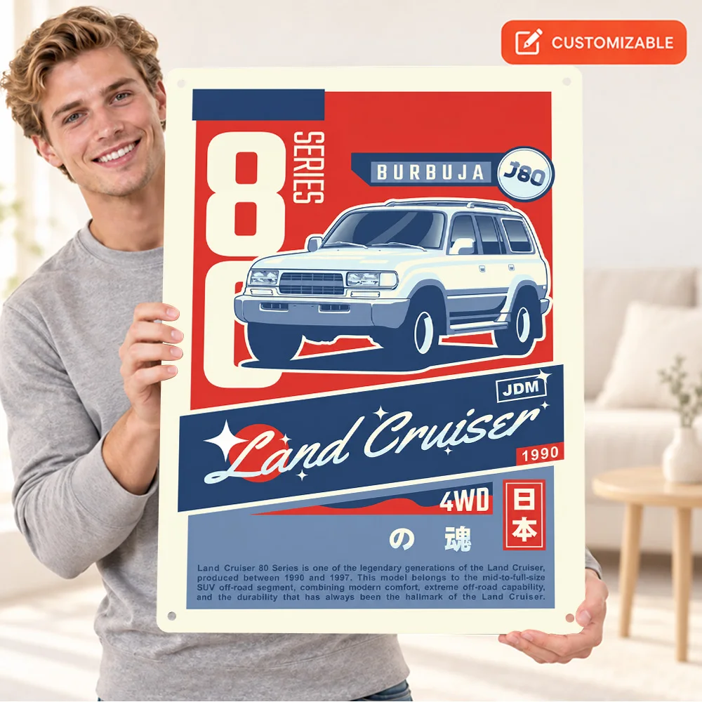 Japanese Land Cruiser 80 Series SUV Aluminum Poster Customized Metal Sign Technical Graphic Design Wall Art For Home Garage