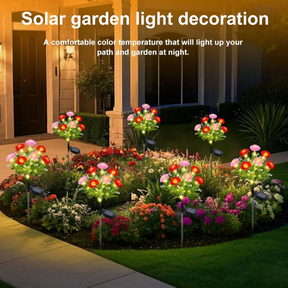  Solar Lights Outdoor Lighting Garden Lights Snow Lotus Lawn Lights Patio Garden Decorative Flower Party Wedding Lights
