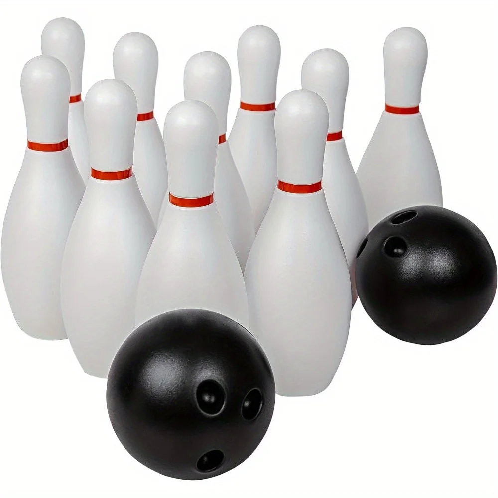 12pcs/set, PVC Indoor/Outdoor Bowling Set With 10 Bowling Pins & 2 Balls, Durable & Portable Family Game Supplies