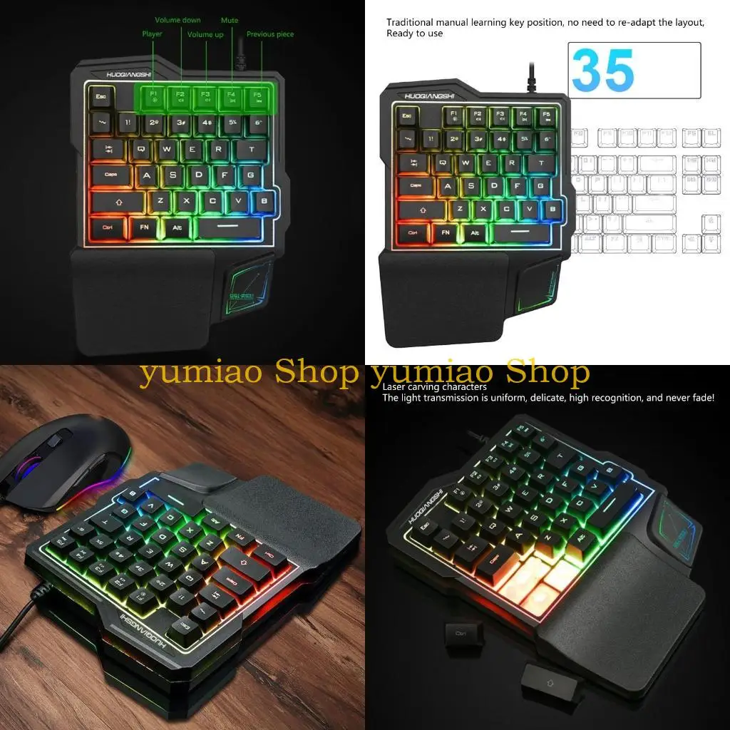 587B Teclado para jogos com uma mão RGB Retroiluminado Mini teclado para jogos Ergonomia