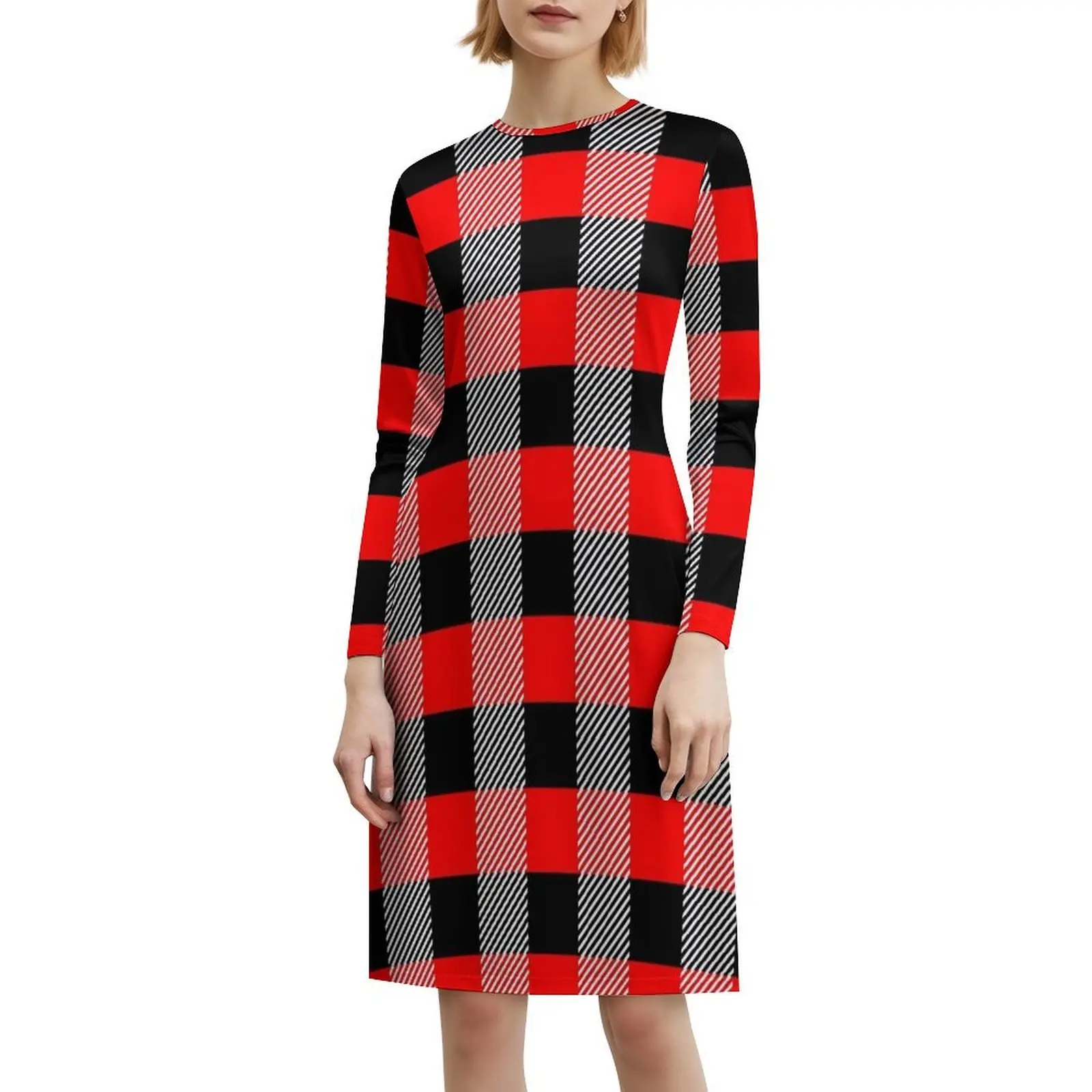 فستان منقوش باللونين الأحمر والأسود بدون خياطة على شكل قلب فستان أنيق للحفلات الصيفية للنساء خلفية تجريدية #6