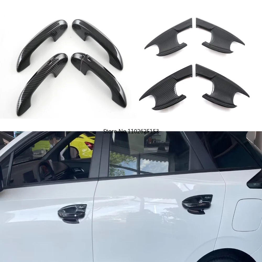 

For MG 4 MG4 EV Mulan 2022 2023ABS Carbon Fibre Car Door Handle Cover Door Bowl Protector Molding Trim Stickers Auto Accessories