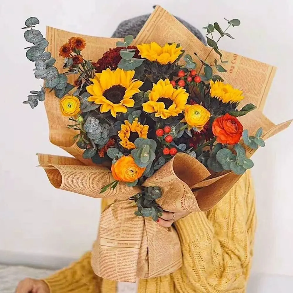45pcs-double-sided-bouquet-kraft-wrapping-paper-retro-english-vintage-gift-wrapping-paper-reversible-kraft-newsprint