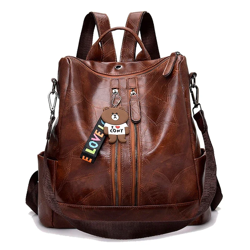 Vintage Women Soft Leather Backpack Fashion School Bags for Teenagers Girls High Quality School Backpack Women Travel Backpacks