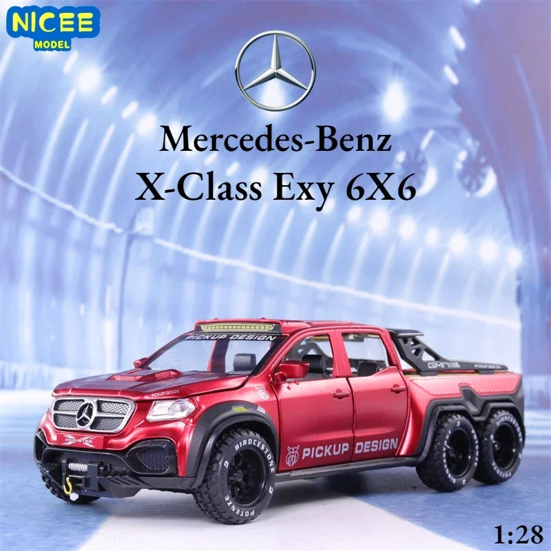 

1:28 Mercedes-Benz X-Class Exy 6X6 off-road car Diecast Metal Alloy Model car Sound Light Pull Back Collection Kids Toy Gift A91