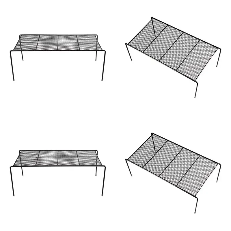 for Practical Black Metal Mesh Large Shelf Kitchen Cabinet Storage Rack Home Decoration Kitchen Storage Device