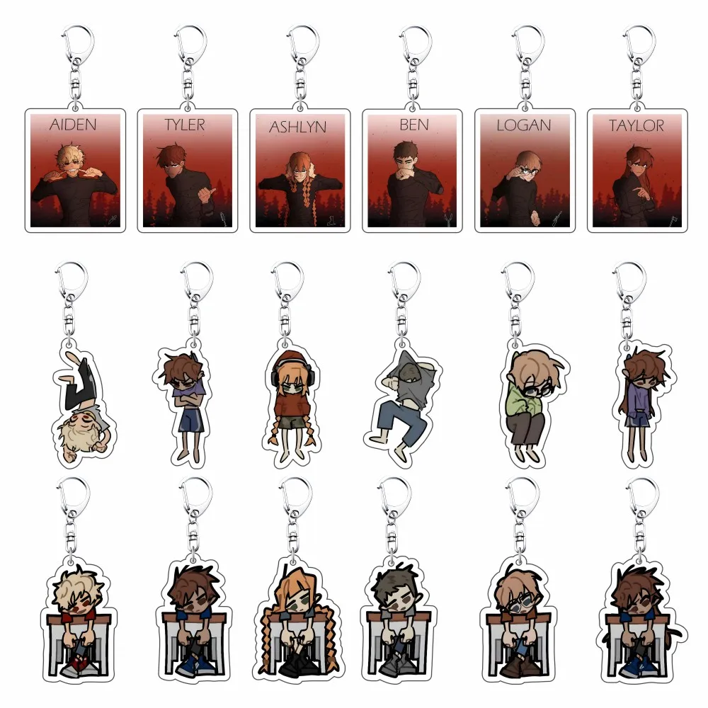 Manga School Bus Graveyard 6cm Acrylic Figure Ashlyn Aiden Ben Backpack Pendant Car Keychain Decoration Fan Collection Gift