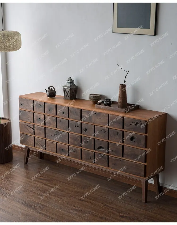 Solid wood furniture, black walnut, multi-chest cabinet, TV cabinet, silent wind, white oak, scarred hunting