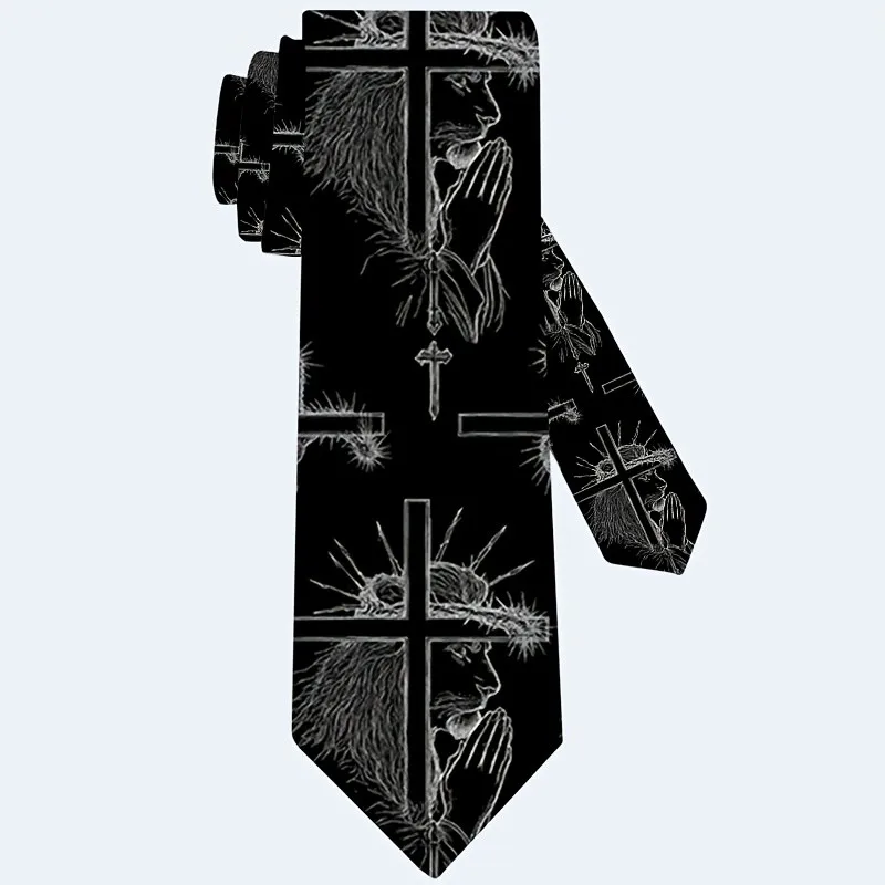 Christian-themed Pattern Printed Tie a Soft and Stylish Accessory for Weddings Dates Parties and Casual Wear
