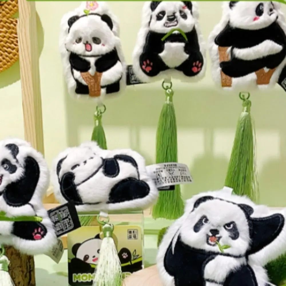 Portachiavi panda in peluche con nappa Fragranza in stile cinese Ciondolo animale Kawaii Bambù Azioni multiple Portachiavi panda carino unisex