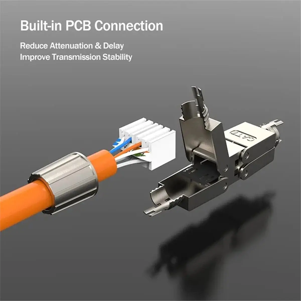 Digital Essentials Tool-Free Cat7 RJ45 Connector Toolless Shielded Reusable Termination Plugs Shielded Ethernet for Ethernet Cab