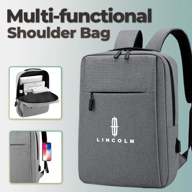 Bolso de hombro recargable con logotipo de coche, mochila impermeable para ordenador portátil para Lincoln MKZ MKX Aviator Navigator Continental MKT Nautilus