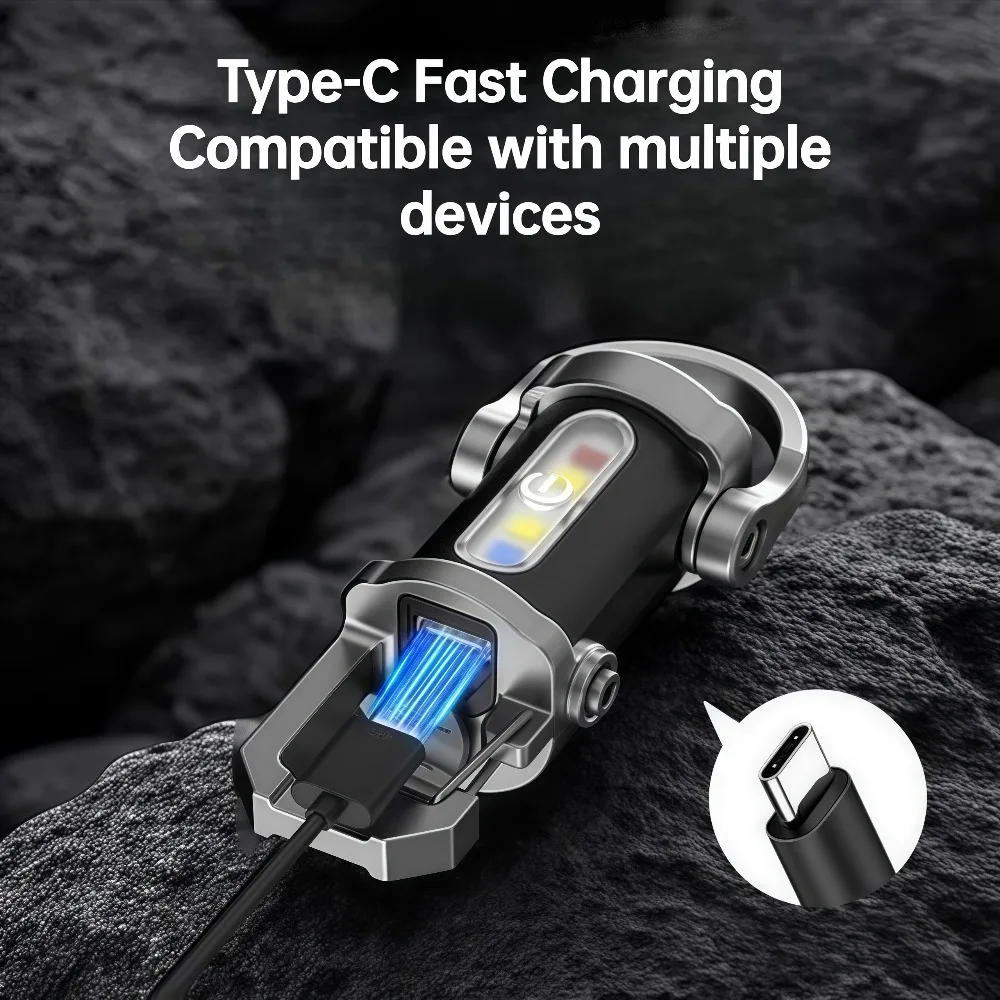 Portable Keychain Light Mini Keyring Flashlight Rechargeable Waterproof Pocket COB Work Lamp for Outdoor Hiking Outdoor Fishing view 3