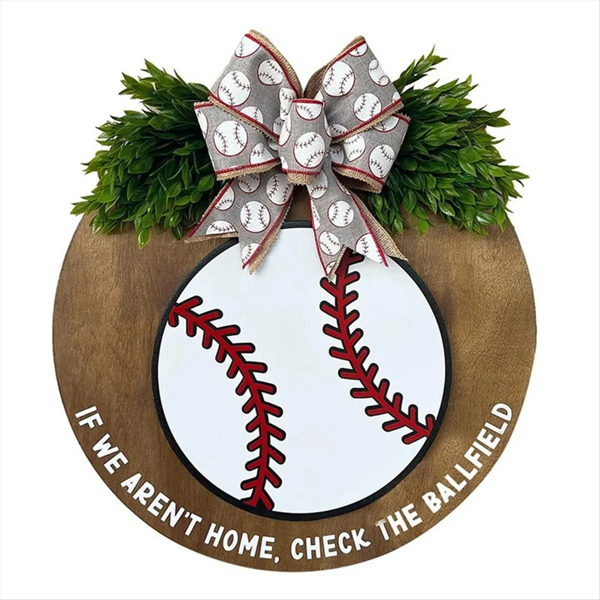 ABNH Welcome Sign for Front Door Decor Baseball Lover Farmhouse Decor Wreath Funny Welcome Front Door Wreath with Bow