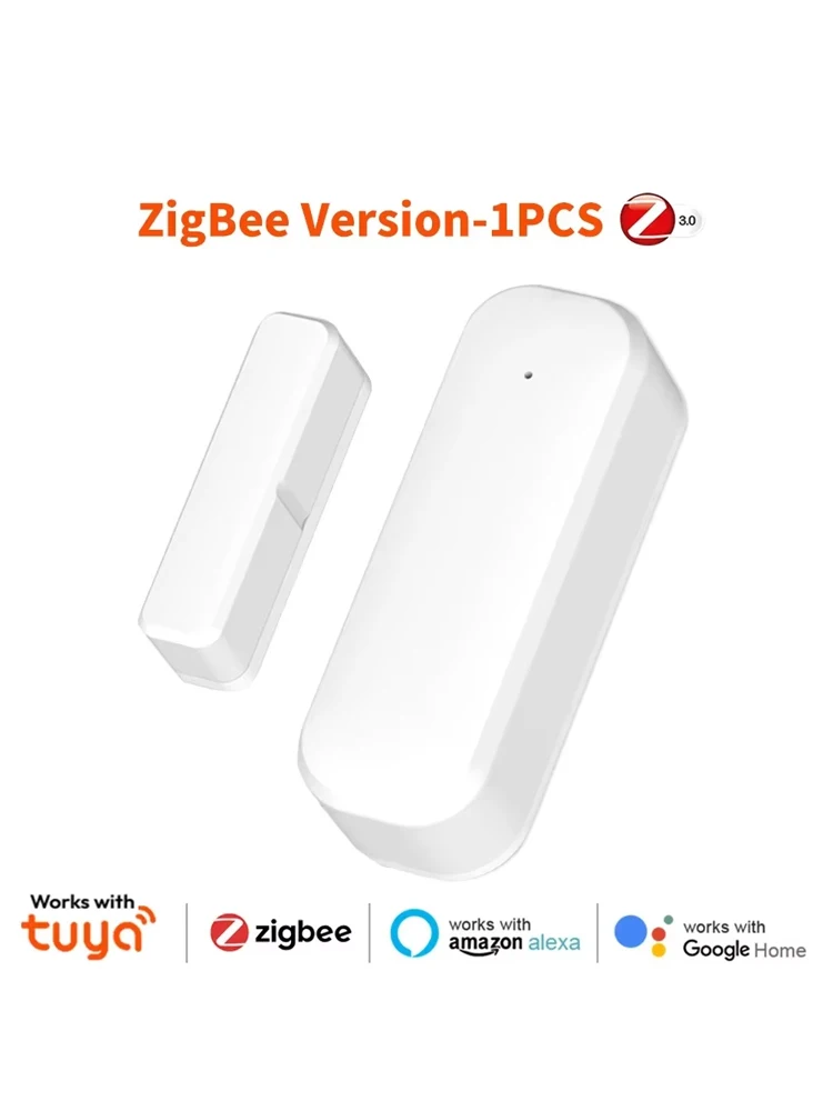 Zigbee 3.0 Tür- und Fenstersensor, Sicherheits-Magnetkontakt-Detektor, APP-Fernalarm für Alexa, Google Home Hub erforderlich