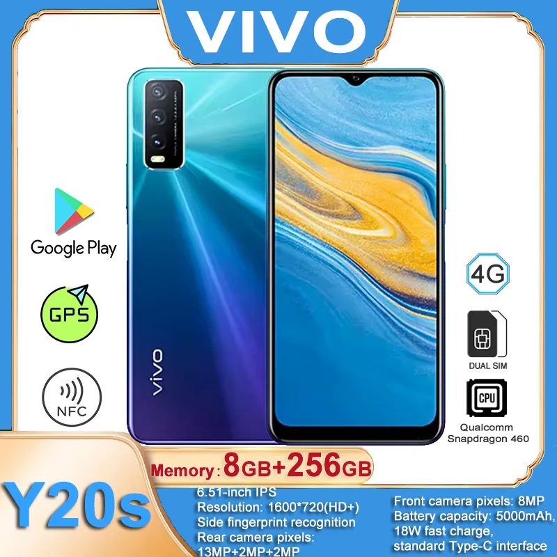 VIVO Y20S 4G dual-sim dual-standby 6.51-inch rear 13MP+2MP+2MP three-camera, front 8MP 8GB+256GB 5000mAh, support NFC function