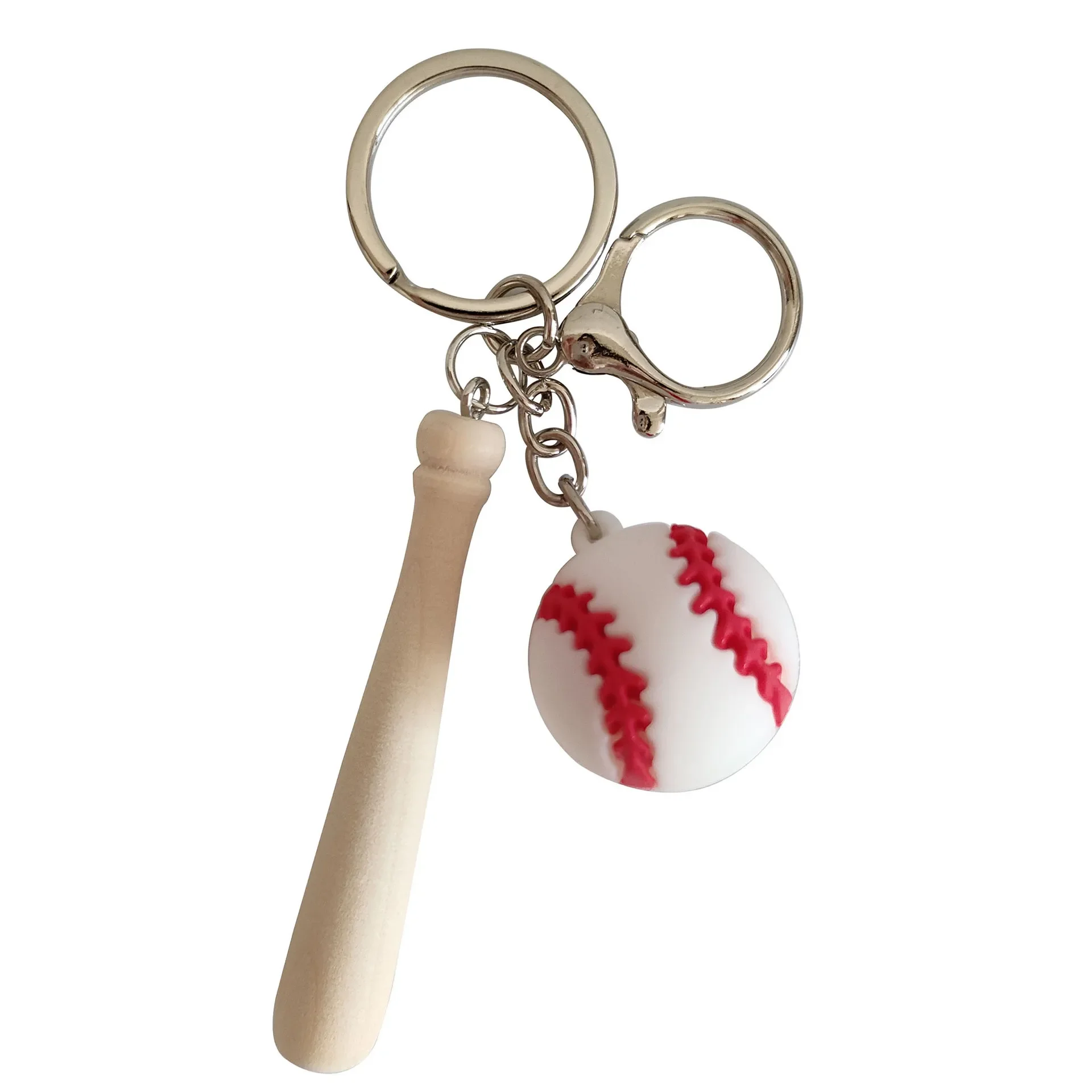 30Pcs Sporty Wooden Bat keychain – Cute Accessory for Keys or Locker Decoration key chain key ring