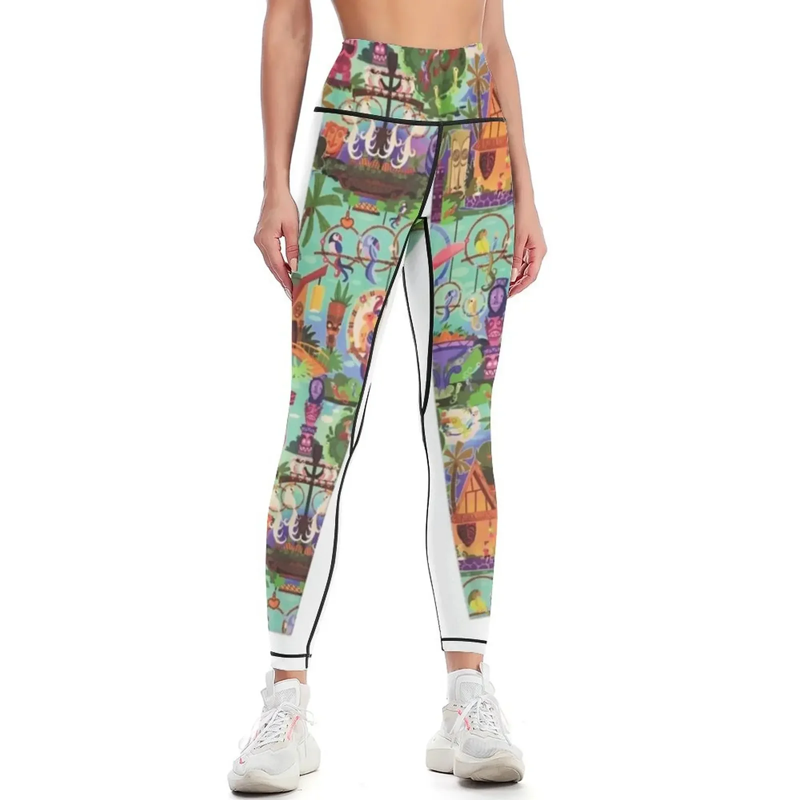 

The ORIGINAL Enchanted Tiki Room Collage Leggings trousers push up tights for active wear gym wear Womens Leggings