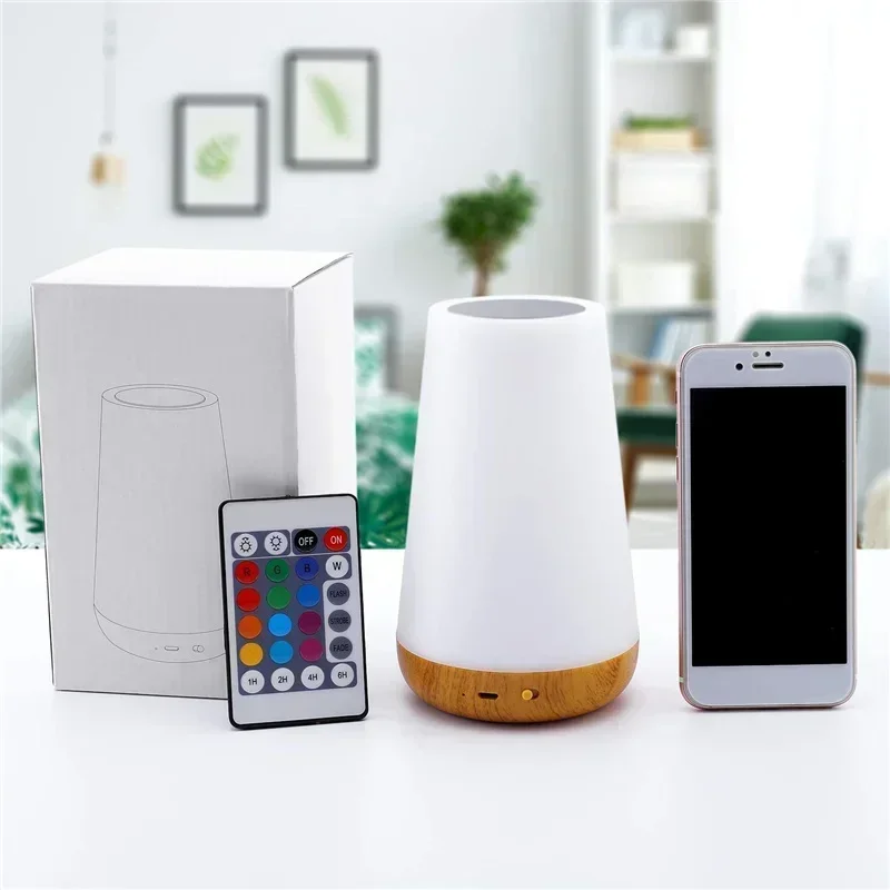 Luz RGB 13 colores que cambian de noche Control remoto táctil lámpara regulable lámparas de mesa portátiles de noche lám