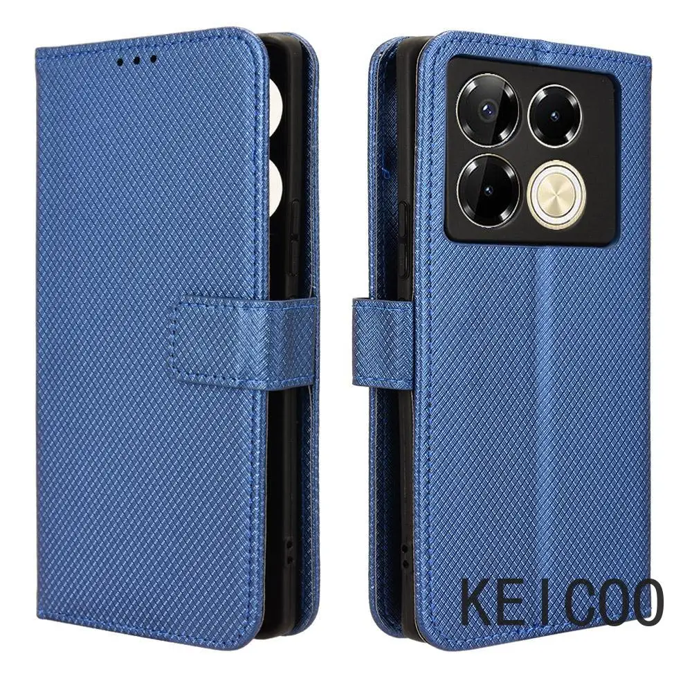 Drop Protection Cover for Infinix Note Zero Hot 10 8 8i 40 40X Note40X 5G Diamond Pattern Leather Case Business Flip Phone Shell