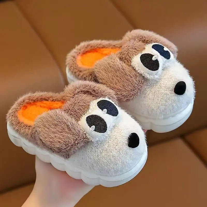 2024 Children's Winter Baotou Cotton Slippers Boys And Girls Soft Sole Non Slip Cartoon Plush Warm Home Slipper Fluffy Slippers