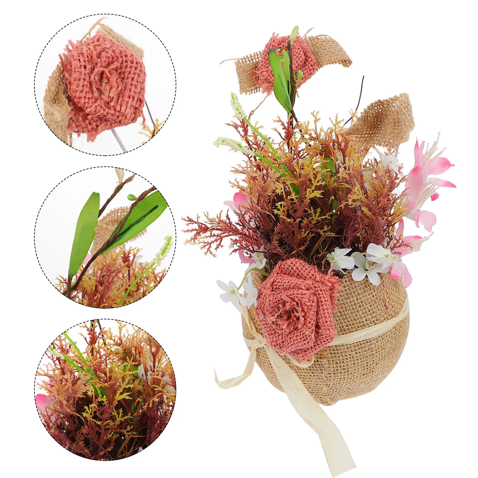 

Silk Flower Basket Linen Artificial Floral Arrangement Wedding Party Decor Centerpiece Home Hotel Decoration Simulated