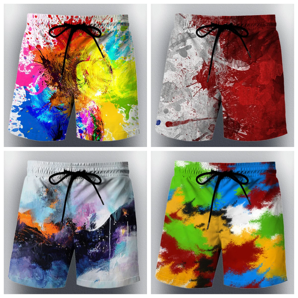 

Мужские летние пляжные шорты с абстрактным граффити и 3D принтом, женские и детские плавки в стиле ретро, летние дышащие гавайские модные шорты со льдом