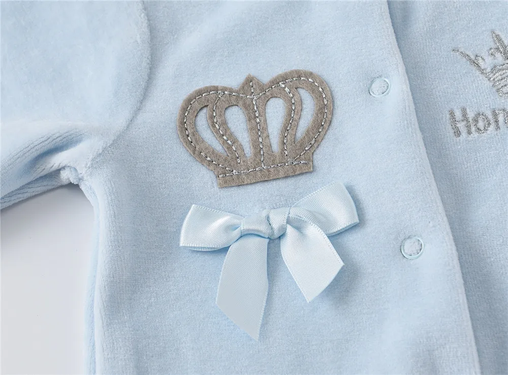 2024 Winter Baby Boy Clothes Set 3 Pcs/lot Crown Design 0-12M O-Neck Newborn Romper Full Sleeve Clothing