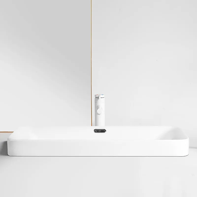Semi-embedded sink in the kitchen sink, ceramic integrated basin, household basin, bathroom washbasin, single basin