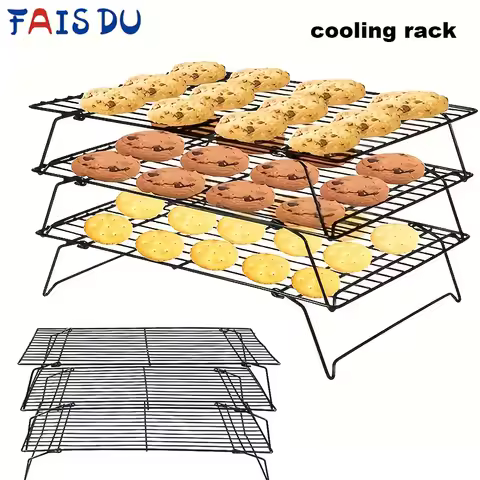 1/2/3PC Stainless Steel Stackable Cooling Rack for Baking Nonstick Metal Cake Cooling Rack Grid Net Baking Tray Oven Cooling Rac