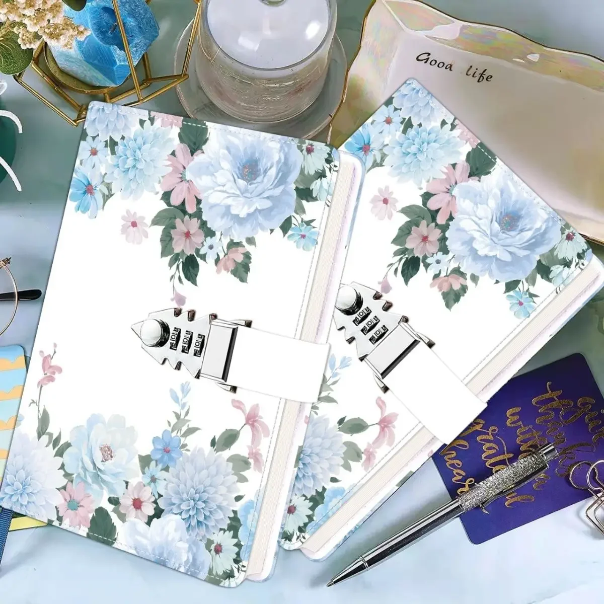 A5 Password Notebook with Lock 112 Sheets Journals Thicken Hand Ledger Handbook Student Notepad Diary Binder Stationery Gift