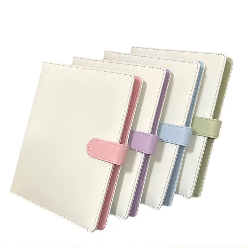 Candy Color A5 Pu Leather Binder Photocards Cover Cute Kpop Loose-leaf Collect Book Photo Cards Album Storage Book Stationery