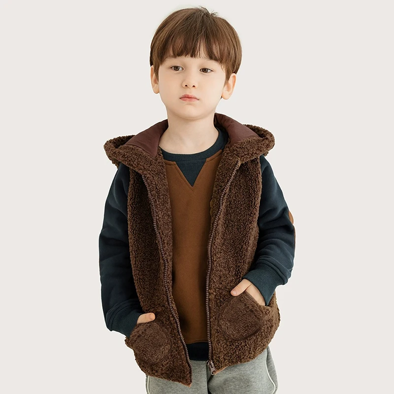 Ircomll Children\'s vest winter Fall Bape Plush Hooded Bear Outerwear For Girls Boys Children Coat Baby Top Waistcoat Girl Outfit