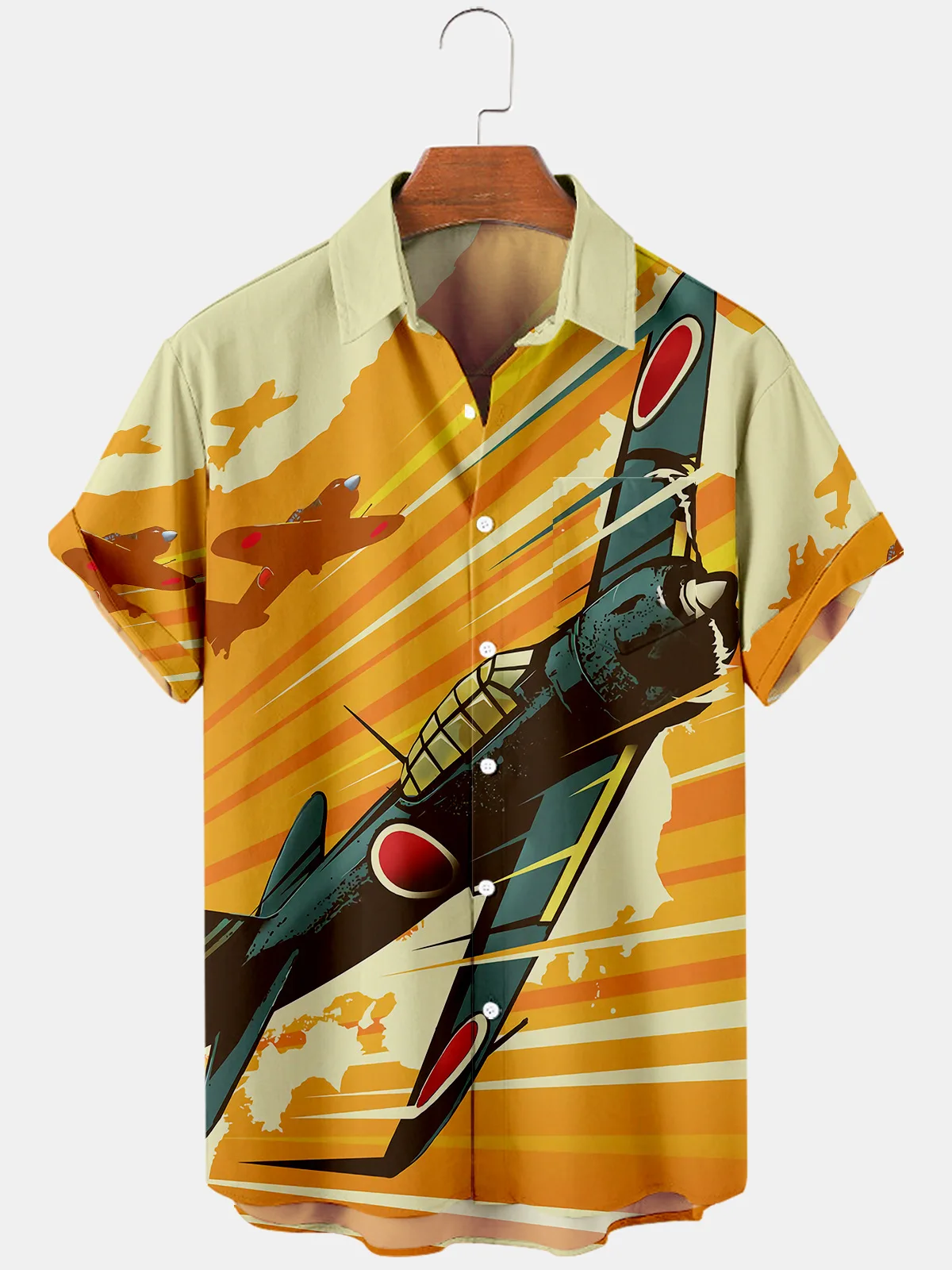 Camisa de manga curta masculina, camisa de combate 3D, estampada de botões, primavera, verão, nova moda, 2024