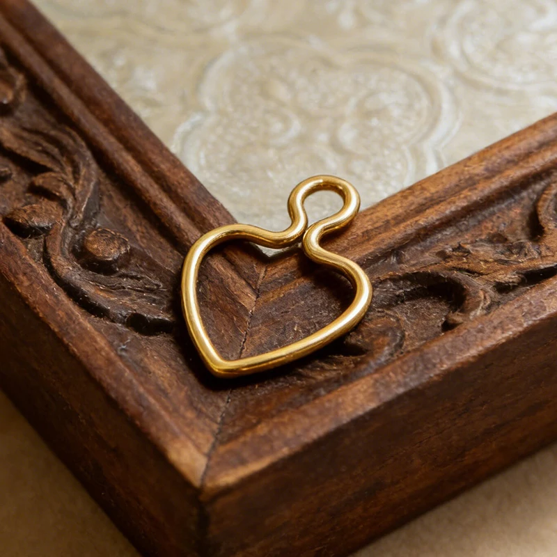 

14K Gold Filled 10mm Wire Heart Charm with Ring Gold Pendant for Necklace And Earring Jewelry Making Accessories