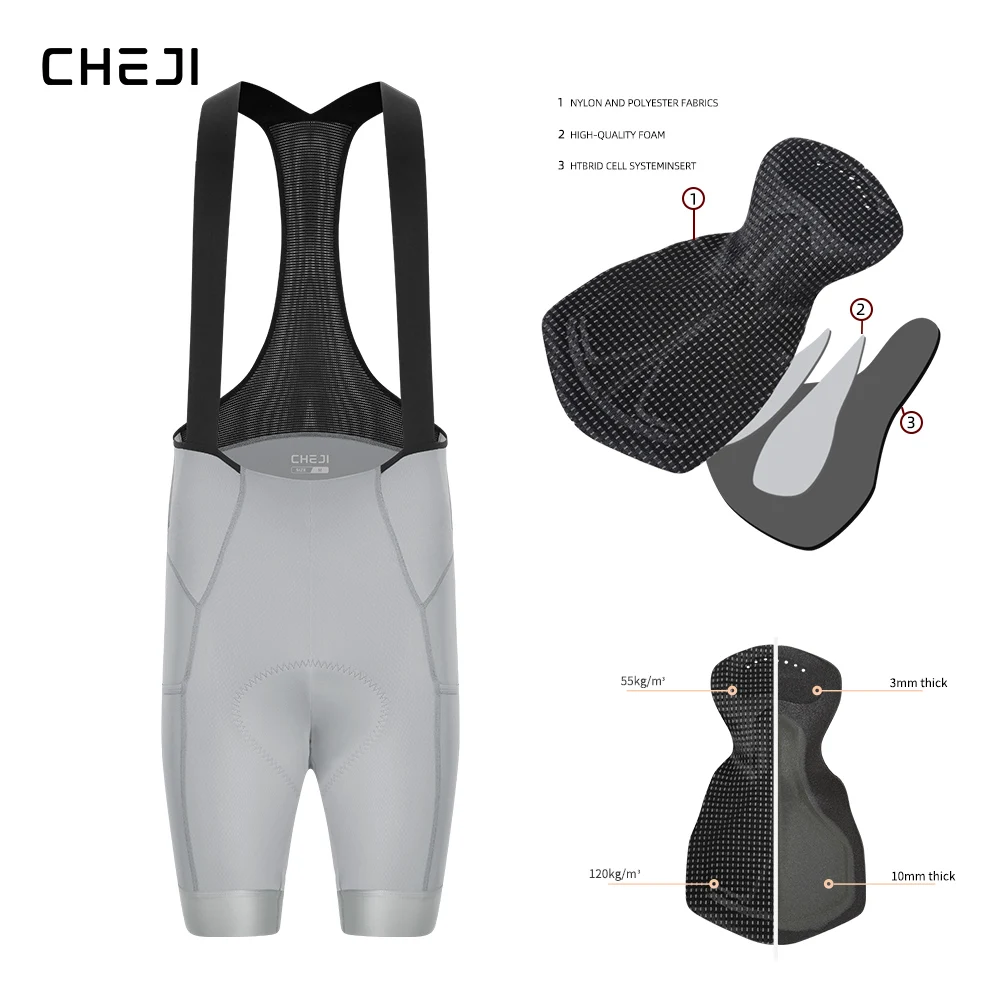 

Cheji Men's High Quality Cycling Bib Shorts with 2 Side Pockets
