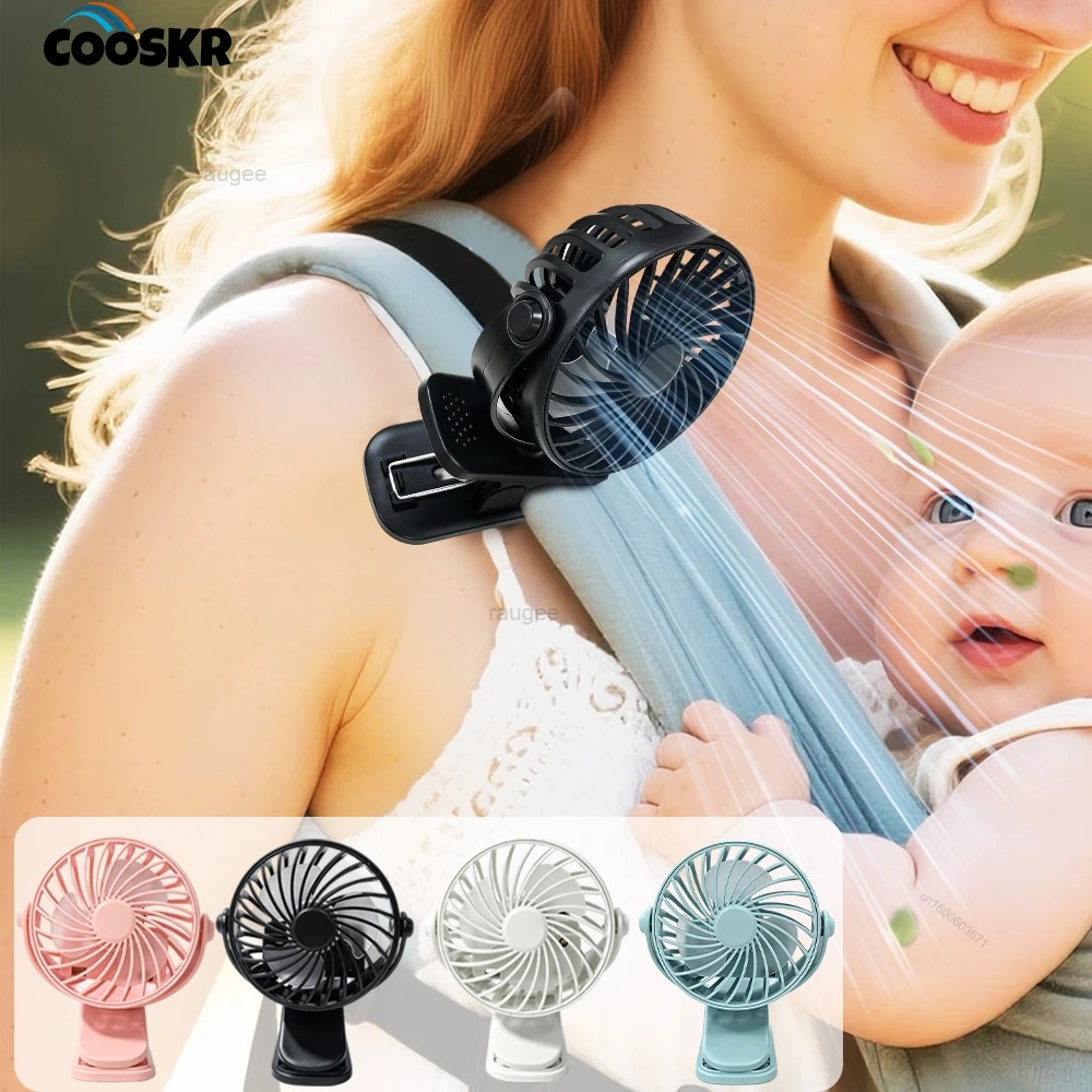Mini Fan with Clip Portable Clip Fan Night Light Rechargeable 360° Rotatable Hanging Fan for Outdoor Camping Air Circulator Fan